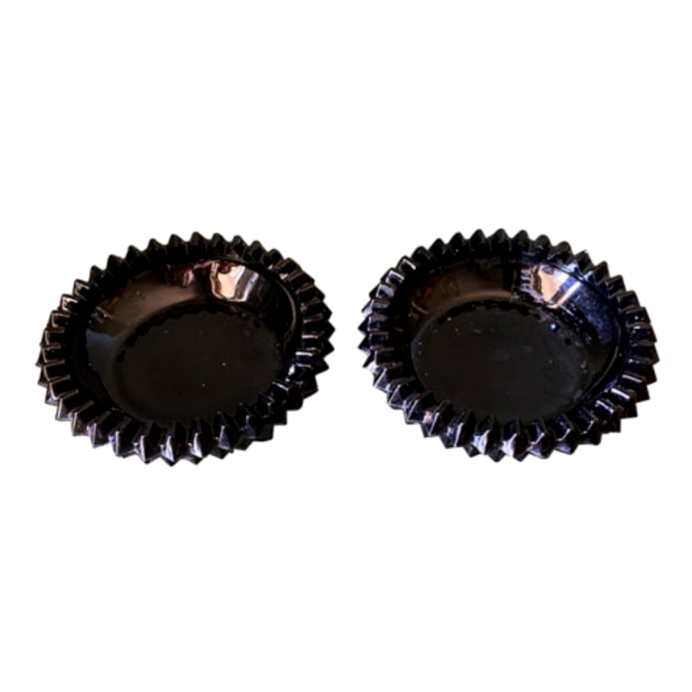 Vintage Indiana Tiara Black Diamond Glass Ashtrays Set of 2
